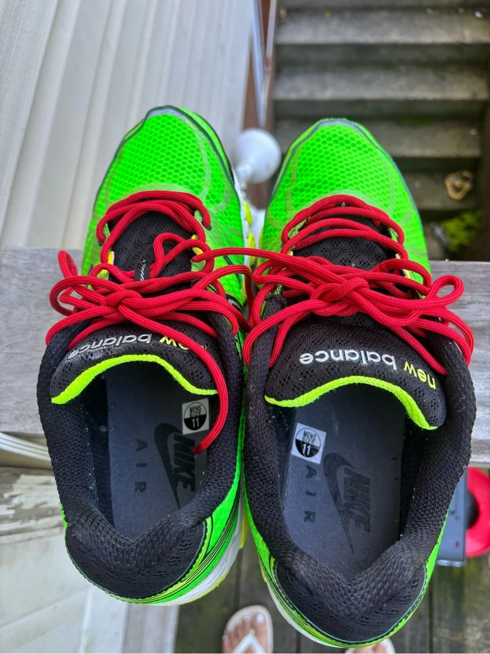 New Balance Neon Green Sneakers with Red Laces